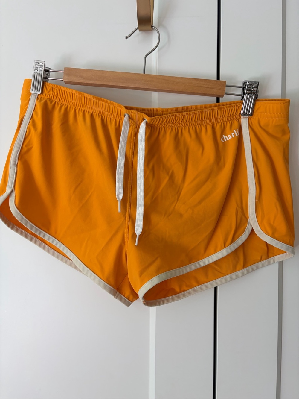 Charlie by MZ Orange Sunflower/White Trainer Swim Trunks with White Trim | S